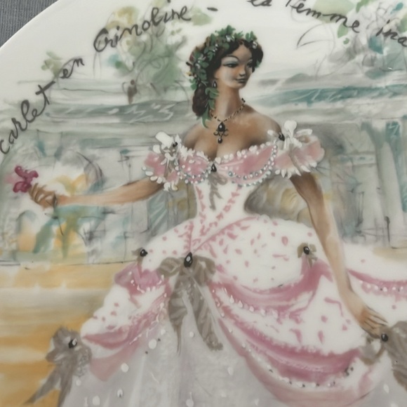 Vintage D’arcrau Limoges “Scarlet En Crinoline” Collector Plate. - Picture 5 of 9